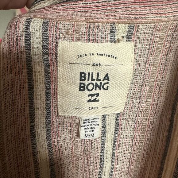 Billabong striped button down boho flowy raw hem blouse - Picture 3 of 3